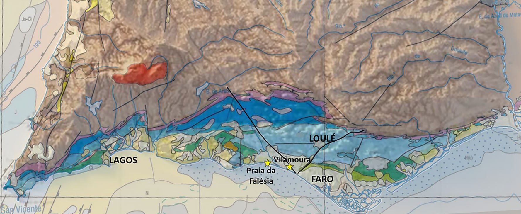 Fig. 6 — Mapa Geológico do Algarve simplificado